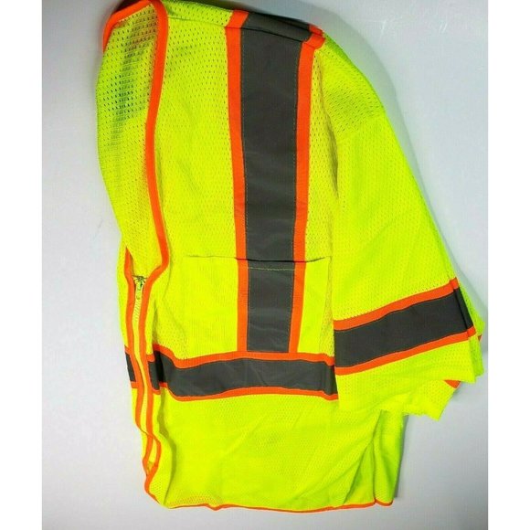 River City Zip up 2X Short Sleeve Reflective Safety Shirt Yellow - Silver/Orange - Picture 8 of 9
